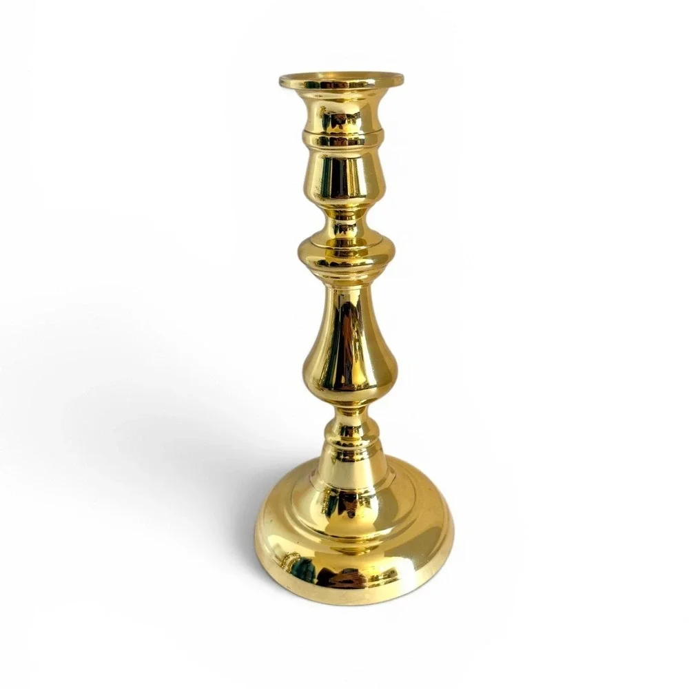 Baldwin‎ Polished Brass Candlestick Holder 8 Inch Vintage Traditional Gold